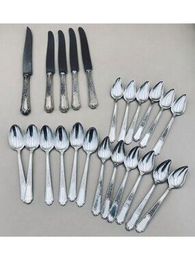 Lot of 25 Rogers ANCESTRAL Replacement Flatware Knife Spoon Fruit Silver Plate